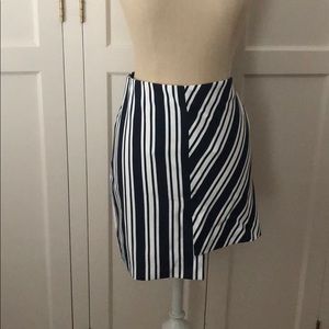 ZARA Navy/White angle-striped multi-length skirt